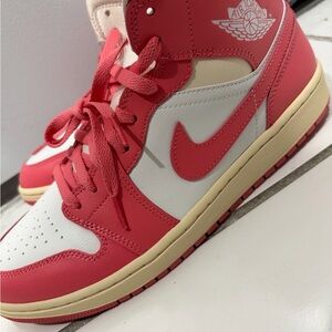 Jordan 1 Mid Women’s Sneakers – Pink & Cream